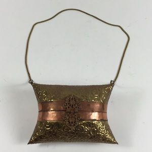 Vintage Brass & Copper Embossed Evening Purse